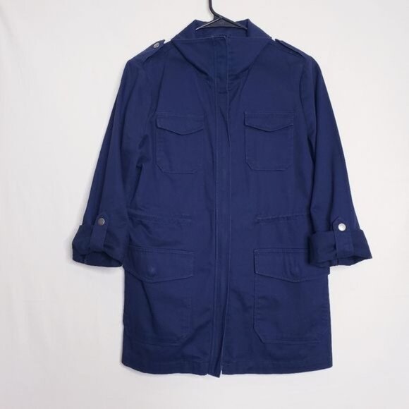 Gap Navy Blue Convertible Sleeve Cotton Utility Field Jacket Women's Size Small - Picture 9 of 13